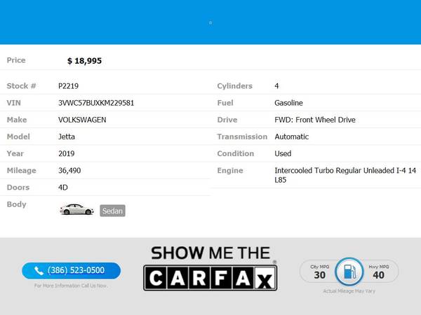 $18,995 - 2019 Volkswagen Jetta - $294 (Per Month O.A.C.)