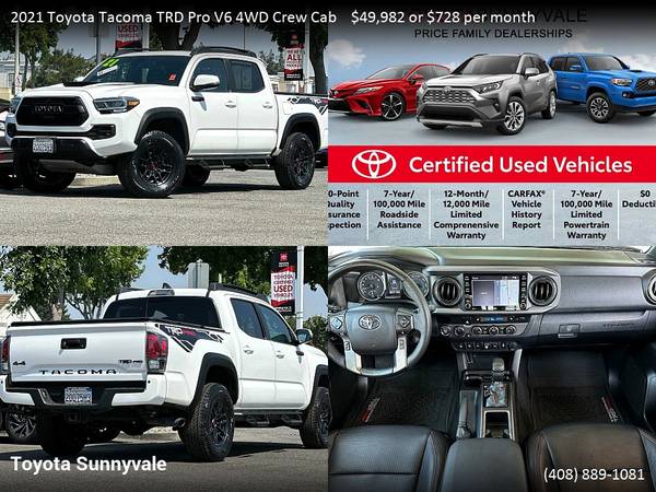 $559/mo - 2021 Toyota Tacoma SR V6Crew V 6 Crew V-6-Crew Cab - $38,382 (Toyota Sunnyvale)