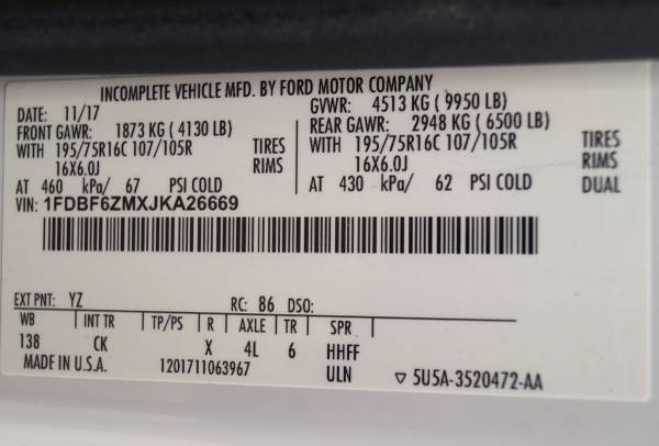 2018 Ford Transit T350 - Service Utility/CSV - RWD 3.7L V6 (A26669) - $31,455 (Dassel)