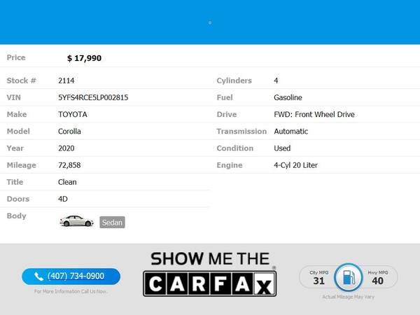 $292/mo - 2020 Toyota Corolla SE Sedan 4D 4 D 4-D - $17,990 (Drive hub)