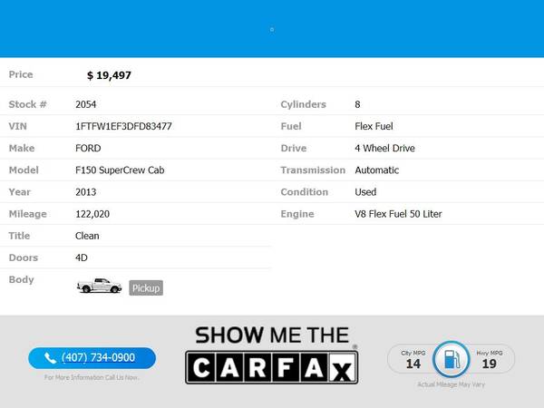 $317/mo - 2013 Ford F150 F 150 F-150 SuperCrew Cab FX4 FX 4 FX-4 Picku - $20,497 (Drive hub)