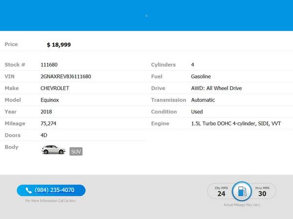 2018 Chevrolet Equinox LS PRICED TO SELL! - $18,999 (2604 Teletec Plaza Rd. Wake Forest, NC 27587)