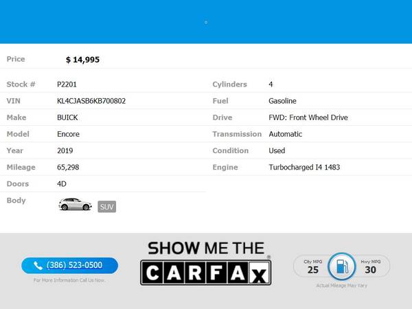 $14,995 - 2019 Buick Encore Preferred - $232 (Per Month O.A.C.)