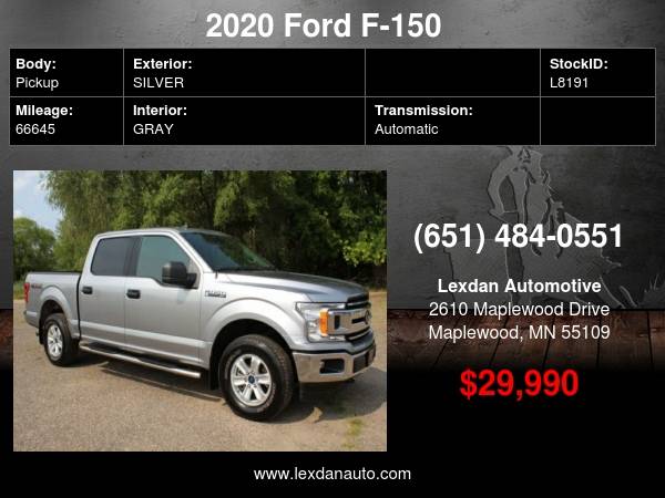 2020 Ford F-150 ONE OWNER 4WD 4LT 3.3L V6 with - $29,990 (minneapolis / st paul)