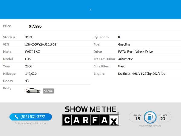 2006 Cadillac DTS Luxury I FOR ONLY $163/mo! - $7,995 (MGM Imports)